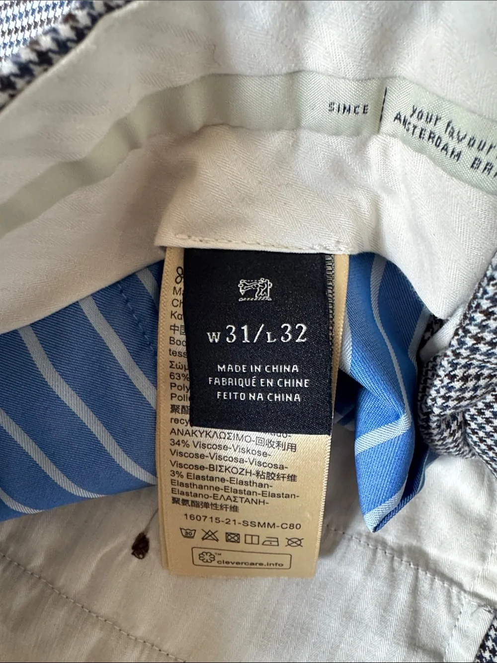Scotch & Soda Dress Pants, Light Gray Houndstooth, sz 31/32, excellent condition